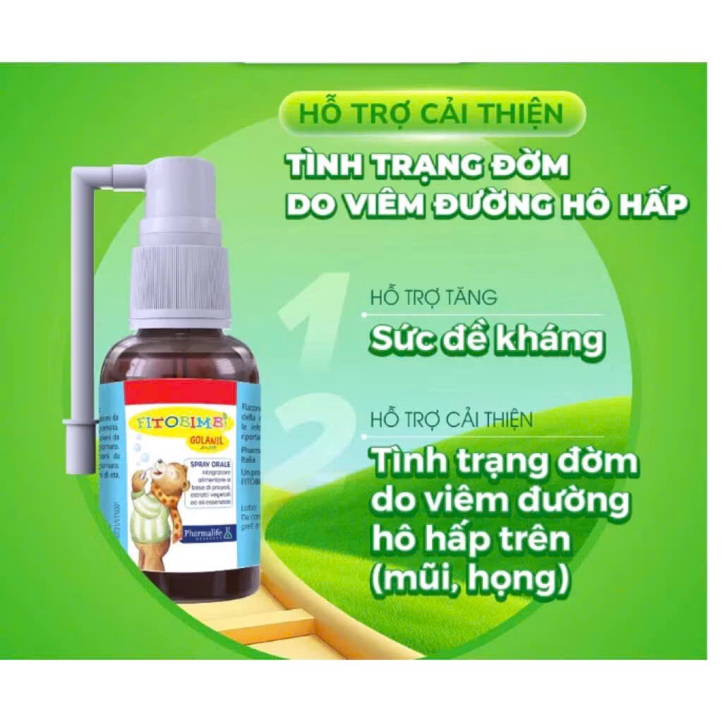 Xịt họng Fitobimbi Golanil Junior Cho Bé Làm dịu các cơn ho, ngứa họng, đau rát họng Chai 30ml