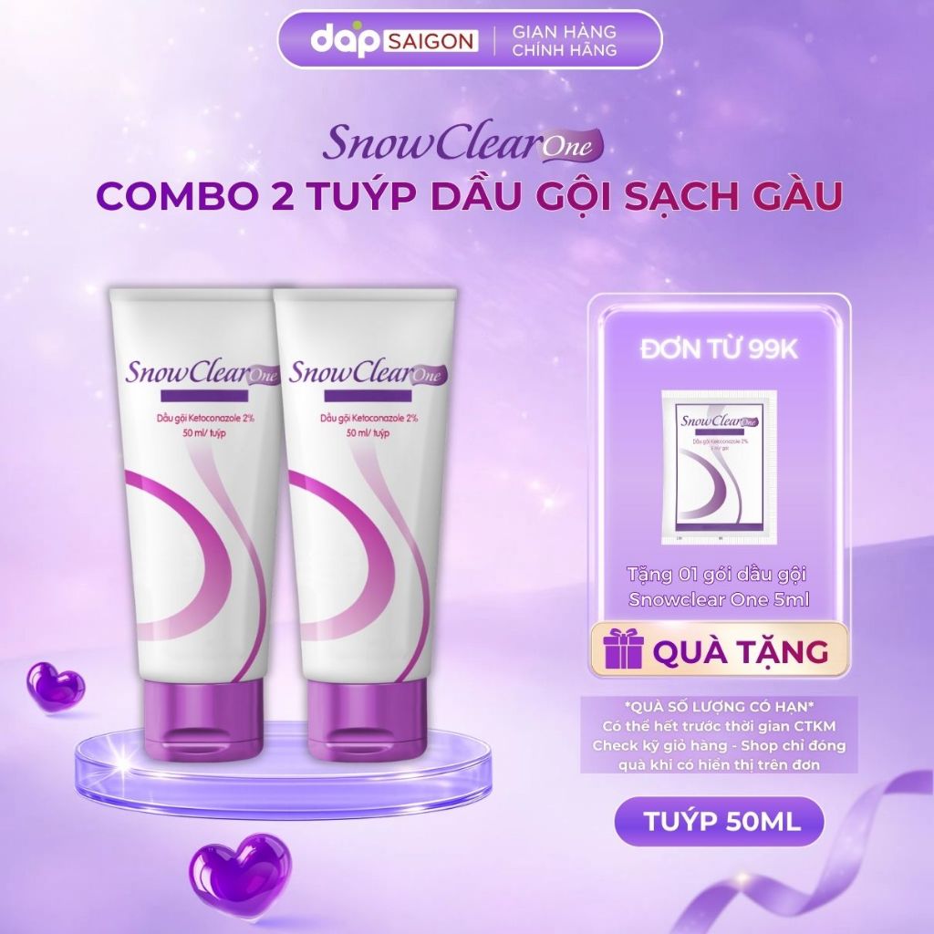 Combo 2 Tuýp Dầu Gội SnowClear One Hỗ Trợ Sạch Gàu, Giảm Ngứa Da Đầu Dạng Tuýp 50ml
