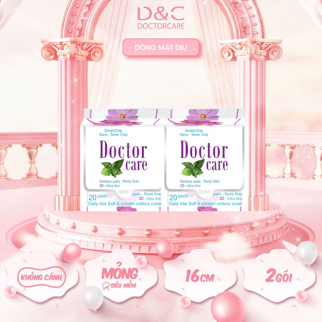[SIZE NHỎ] Băng vệ sinh thảo dược D&C Doctor Care hàng ngày dùng cuối kì 16cm Combo 2 gói