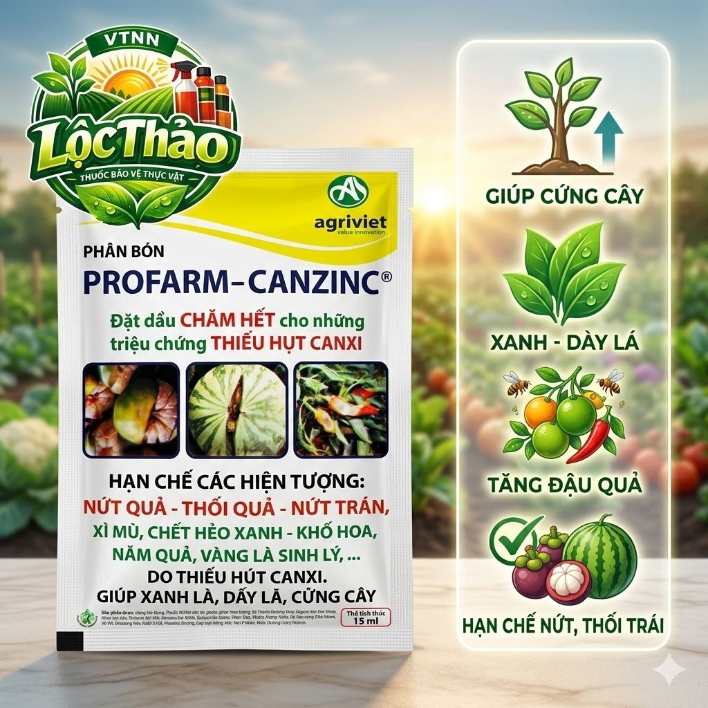 Phân Bón Vi Lượng PROFARM-CANZINC: Giúp Cứng Dây,Xanh Lá,Hạn chế nứt trái,thối trái