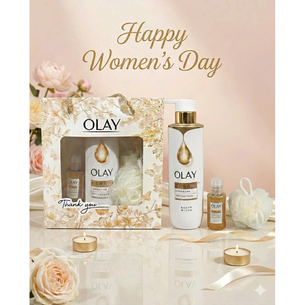 SÉT QUÀ TẶNG 8/3 Sữa Tắm OLAY B3+ Siêu Dưỡng Trắng Da + dưỡng thể OLAY B3