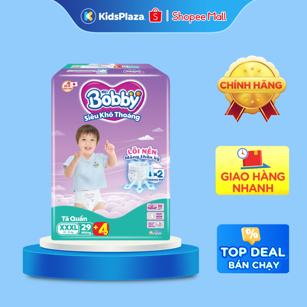 Bỉm - Tã quần Bobby size XXXL 29 miếng (cho bé từ 20-35kg)