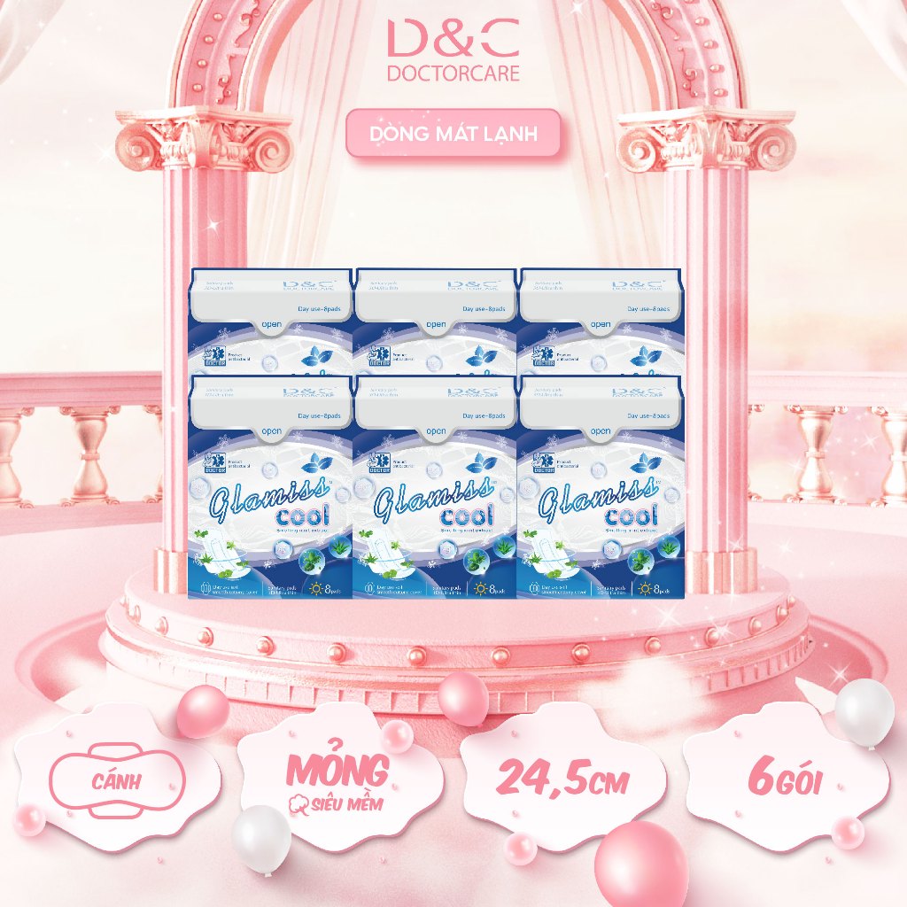 Băng vệ sinh thảo dược Glamiss Cool ban ngày 24.5 cm Combo 6 gói