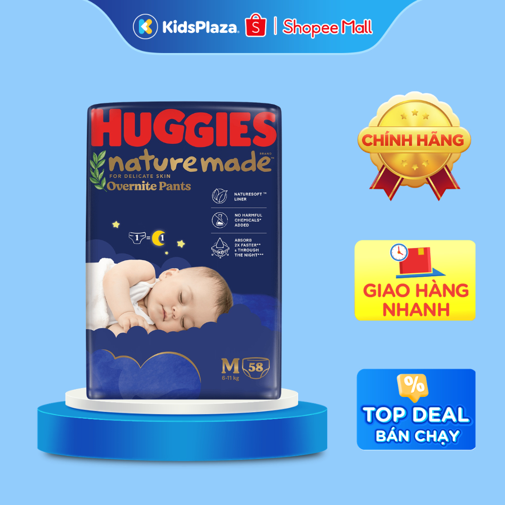 [M2] Bỉm - Tã quần ĐÊM Huggies Naturemade đầy đủ size cho bé EC