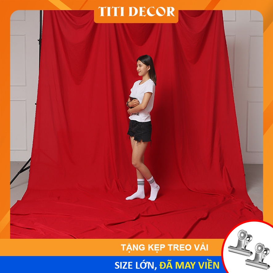 Vải Đỏ Khổ Lớn Làm Phông Nền Chụp Ảnh Tết , Trang Trí Tết 2026, Decor Chụp Ảnh Tết - TiTi Decor