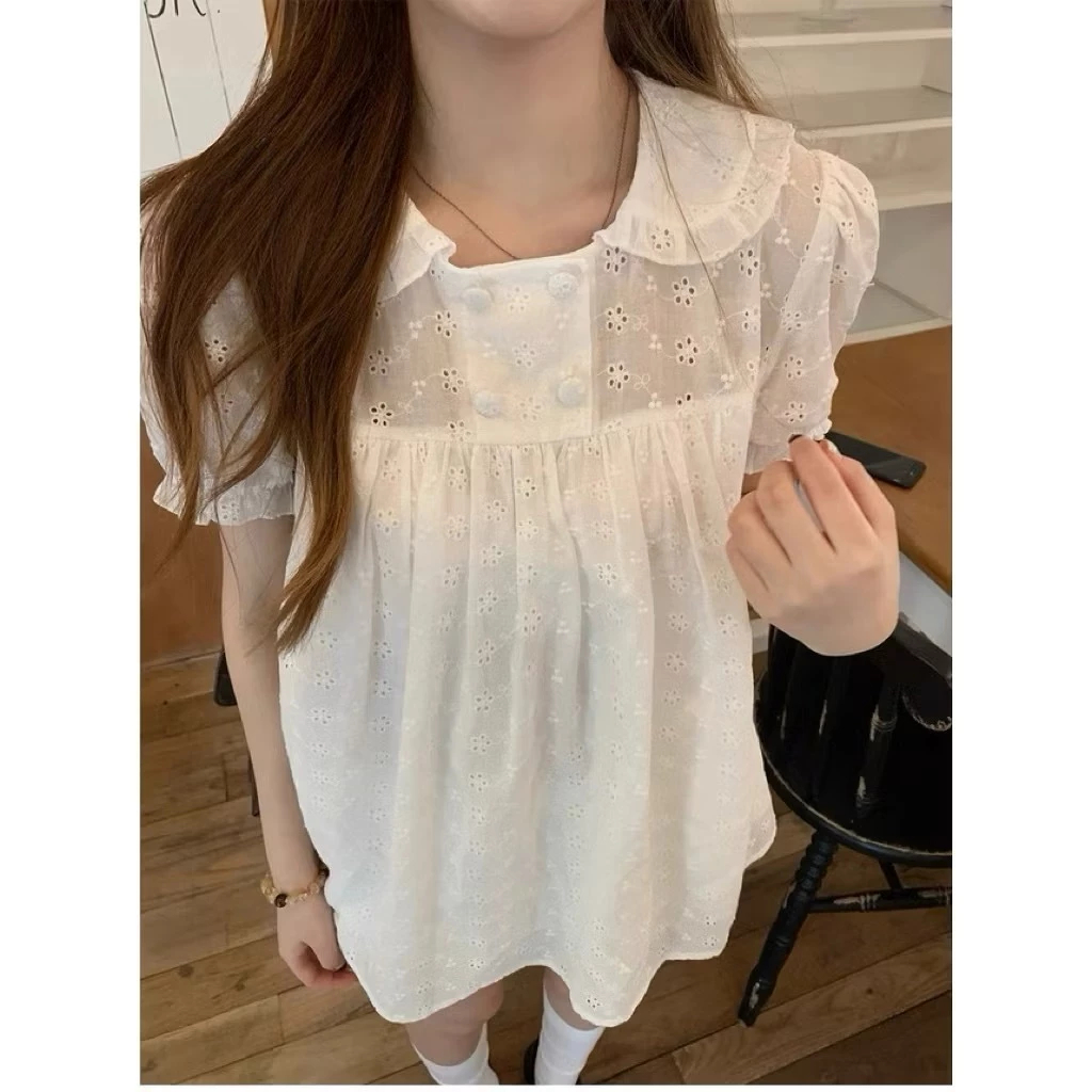 (Hàng L1) Áo Váy babydoll tay phồng thô ren thêu hoa DAISY dáng MOCHI x Kèm quần bo chun | BigBuy360 - bigbuy360.vn