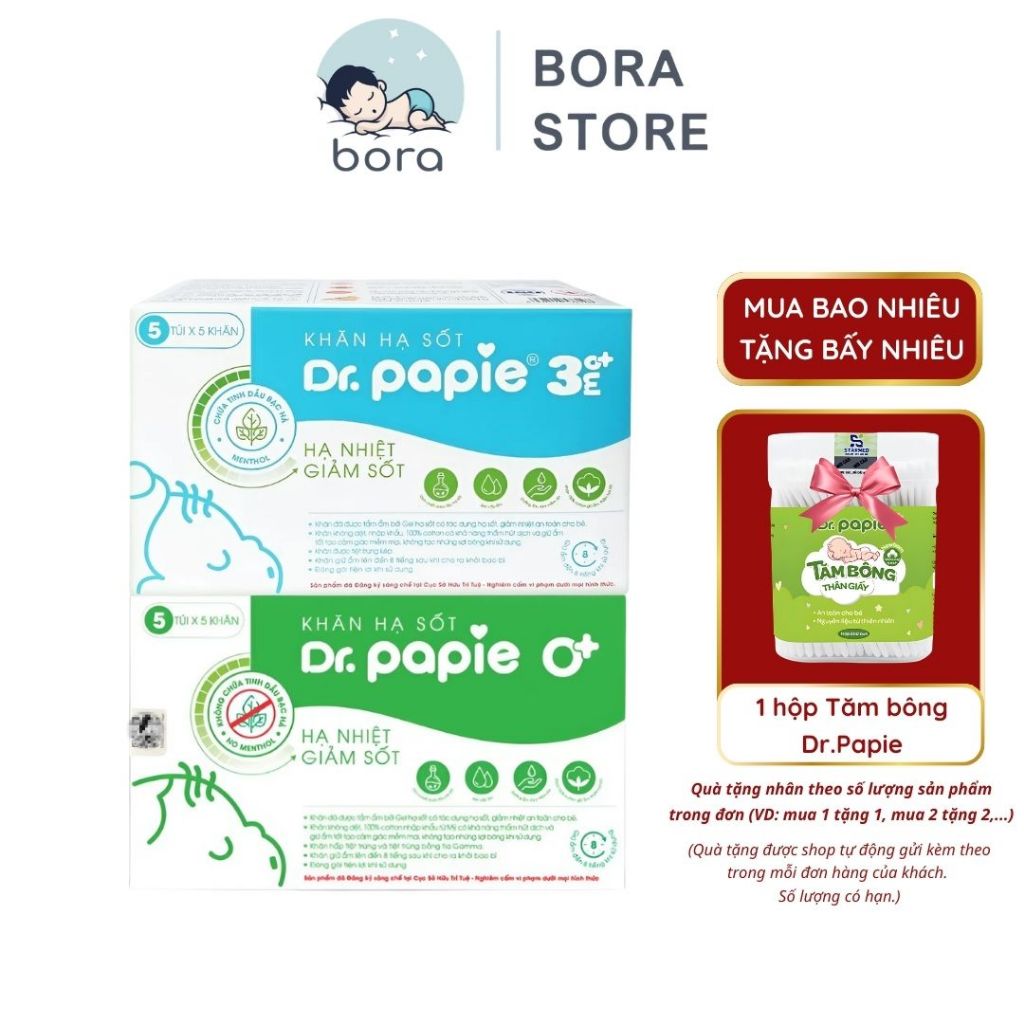 Khăn lau hạ sốt Dr Papie cho bé chính hãng