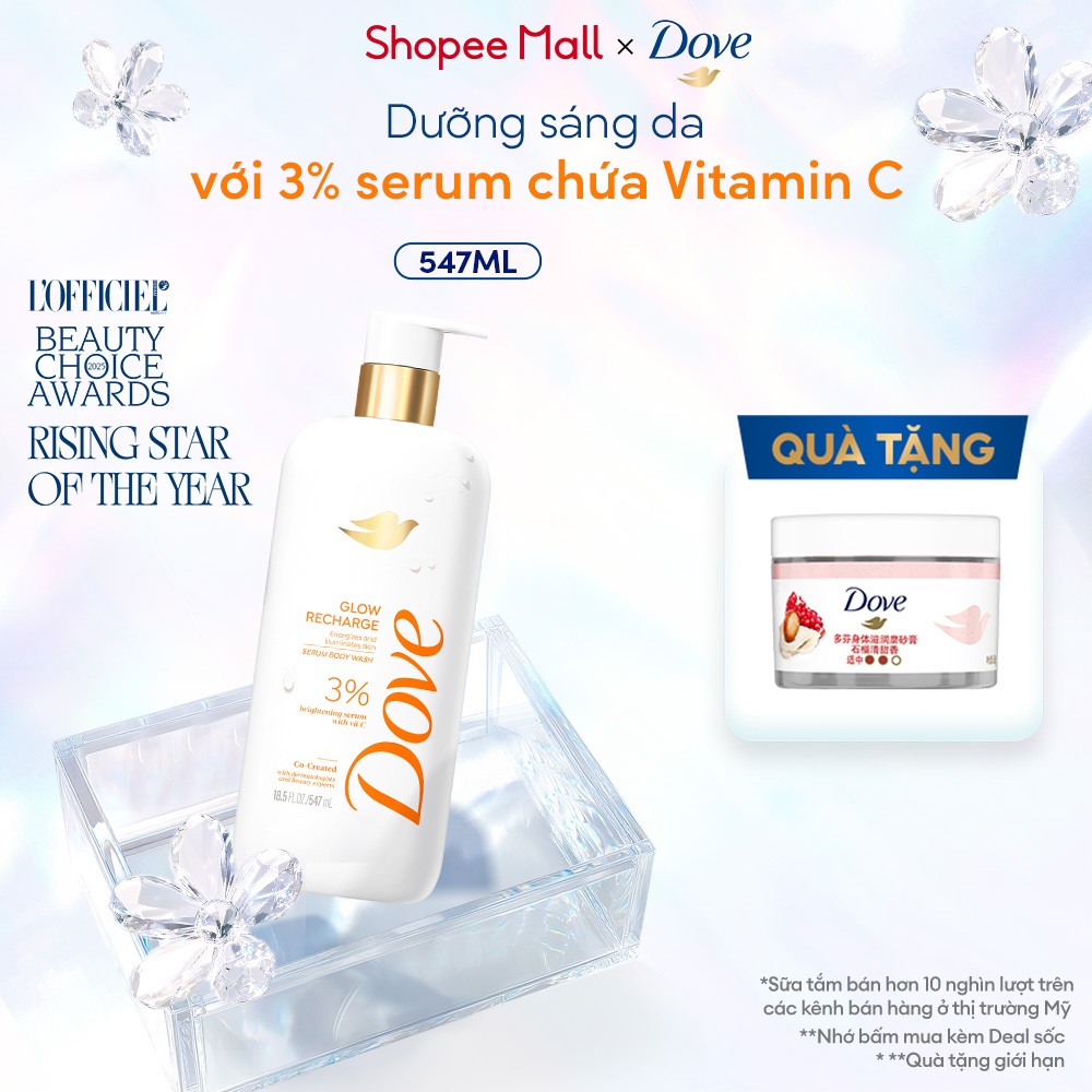 Sữa tắm Dove Vitamin C dưỡng sáng da - Glow Recharge 547ml