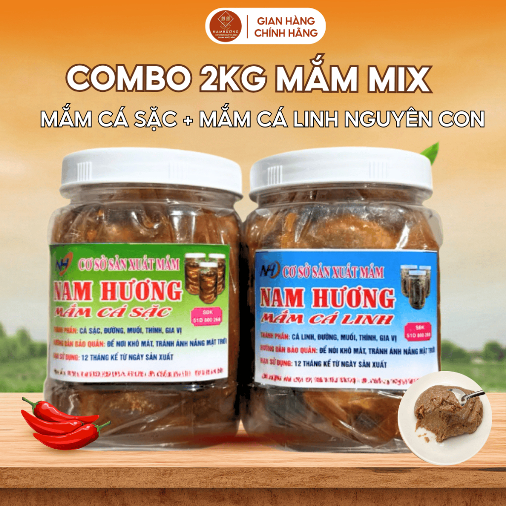 Combo 2kg Mắm 1kg Mắm cá linh/linh xay+ 1kg mắm cá sặc/ sặc xay  dùng kho mắm nấu lẩu mắm vị mặn dịu