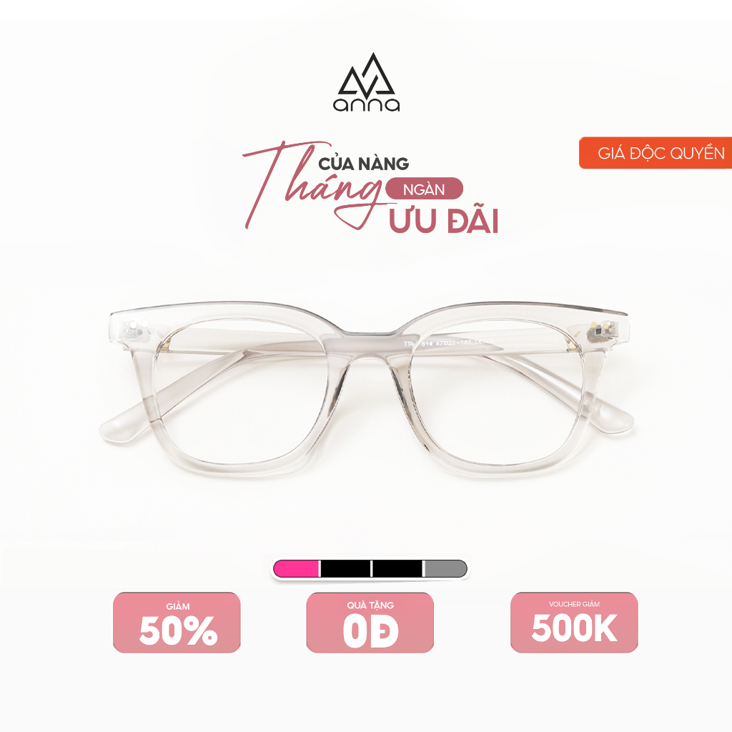 Gọng kính cận thời trang nam nữ ANNA dáng vuông unisex cá tính 614