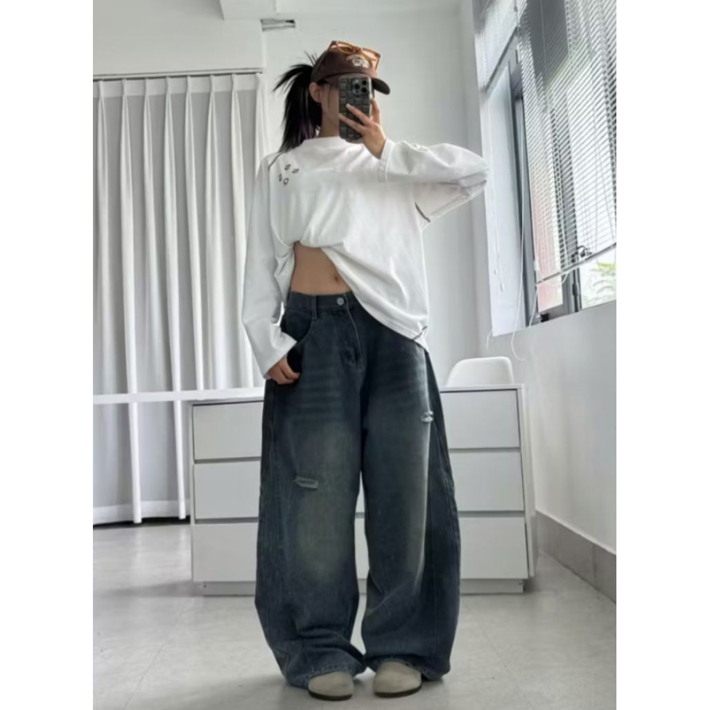 Pass new tag quần jeans rách loang Ssstore Asthetic