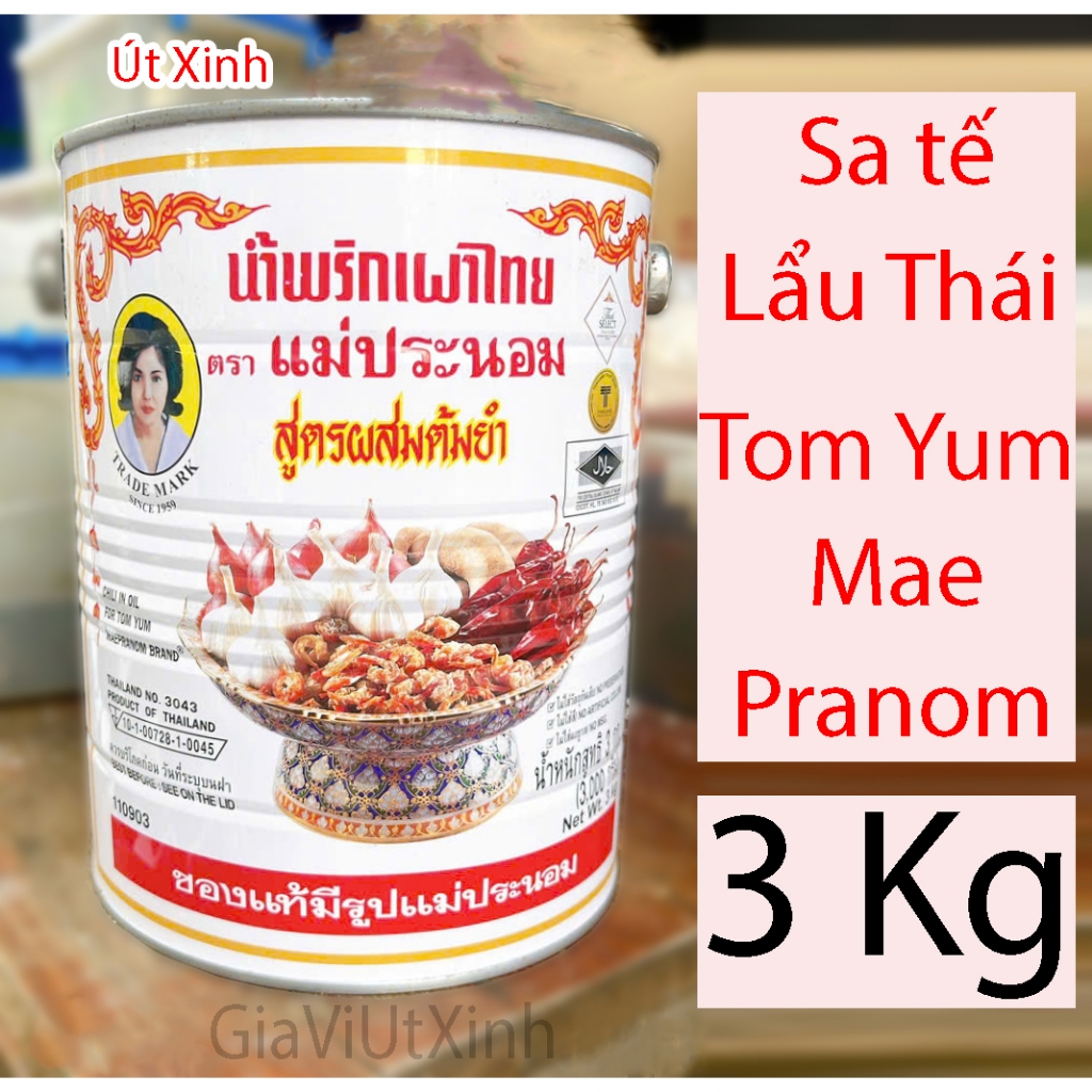 SA TẾ LẨU THÁI TOM YUM PASTE HIỆU MAE PRANOM 900G - 3KG - CHILLI IN OIL FOR TOM YUM