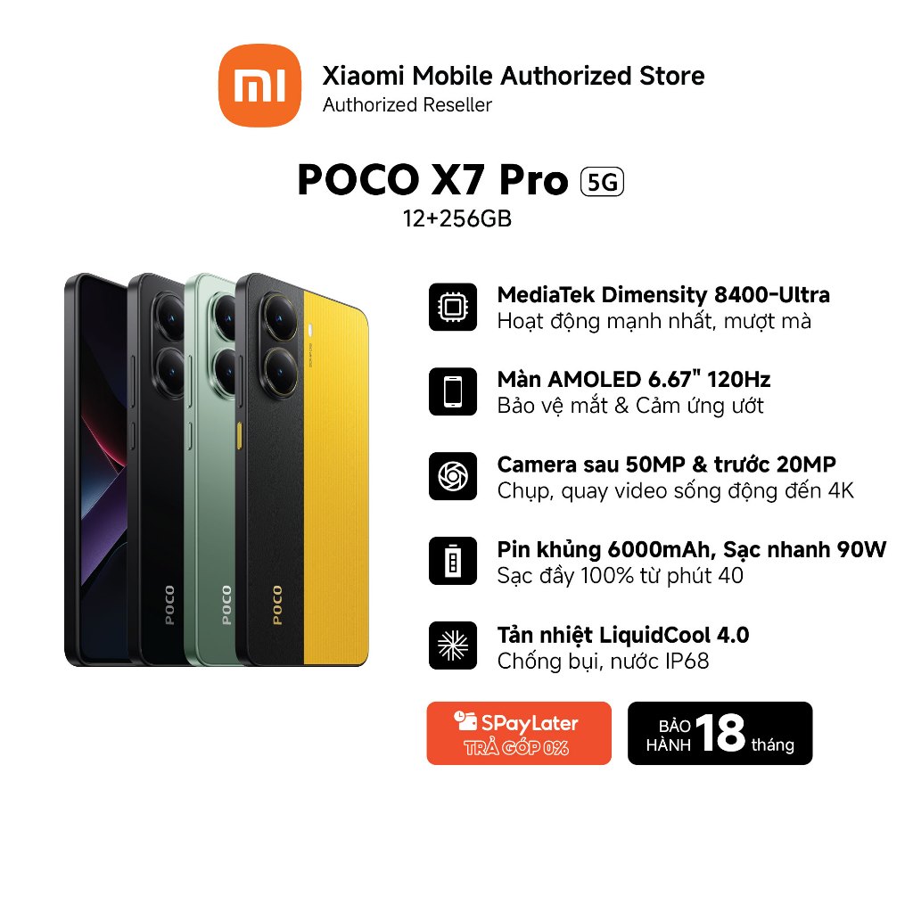 Điện thoại POCO X7 Pro 5G (12+256GB) | Màn 6.67" 120Hz AMOLED | 8400-Ultra | Camera 50MP | 6000mAh | BigBuy360 - bigbuy360.vn