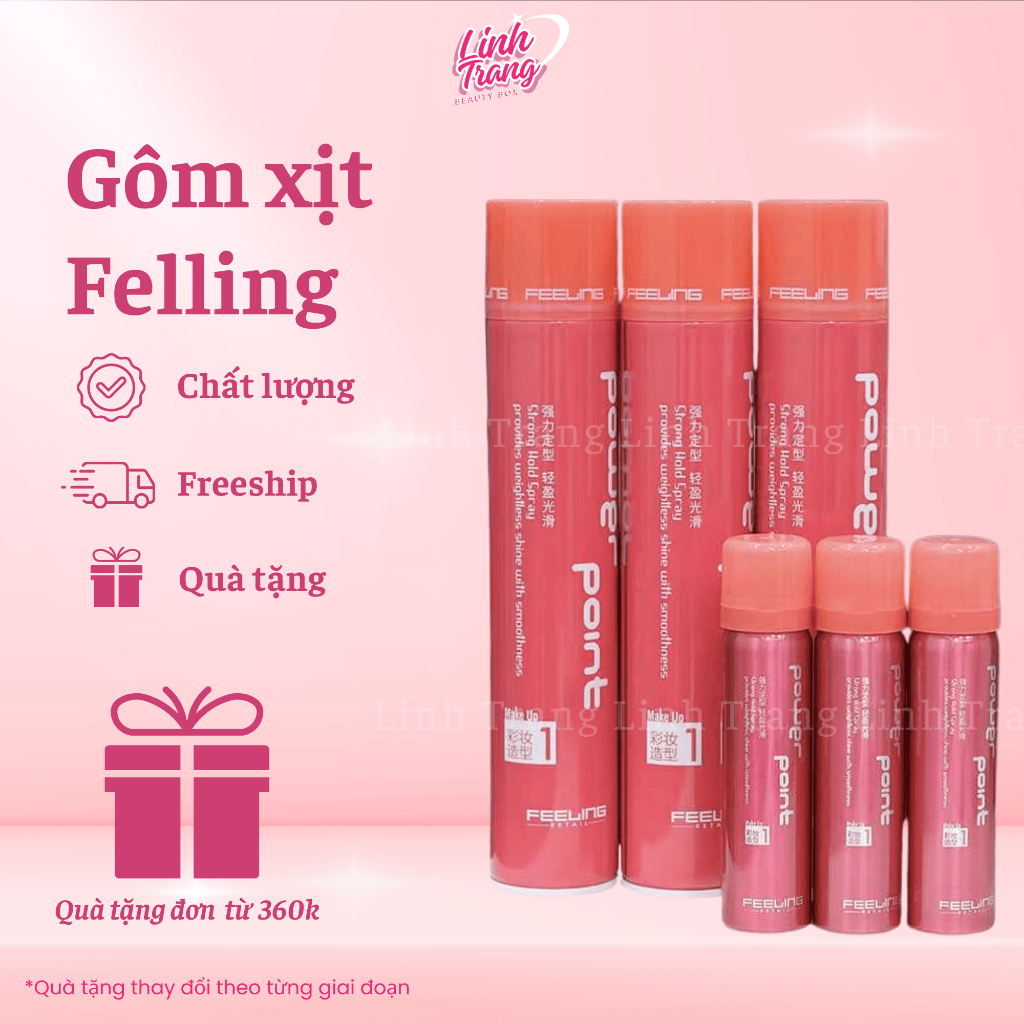Gôm Xịt Tạo Kiểu Tóc Feeling Power Point Đỏ Giữ Nếp Không Bết Dính Chính Hãng 80ml, 400ml