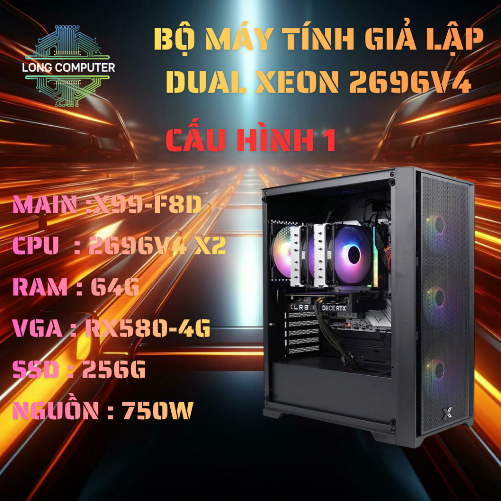 Bộ Máy Tính Dual Xeon 2696V4 Chuyên Giả Lập