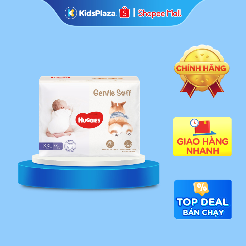 [MUA 3 GIÁ CHỈ 580K] Bỉm - Tã quần Huggies Gentle Soft Corgi M54/ L40/ XL34/ XXL22 - Chính hãng