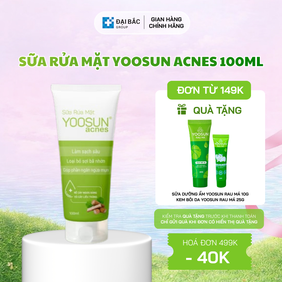 
Sữa rửa mặt Yoosun Acnes làm sạch sâu góp phần ngăn ngừa và làm giảm mụn - Chai 100ml