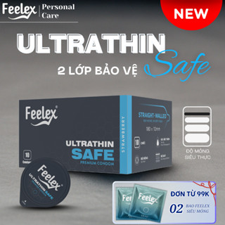 Bao cao su Ultrathin Safe siêu mỏng, ôm khít, bôi trơn, bảo vệ kép - hộp 10 bao