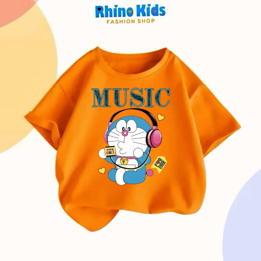 AD110-Áo thun bé trai,bé gái RHINO KIDS thời trang hiện đại mềm mại thoáng khí, In Doremon dễ thương