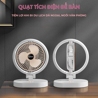 Quạt sạc tích điện có đèn led để bàn 2 trong 1 mẫu mới