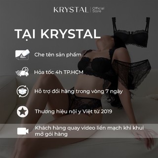 KRYSTAL Set Nội Y Utopia Đen Áo Bra Ren Có Gọng Cúp Áo Ngang Vai Bèo + Quần Lót Ren Hạn Chế Viền May (Có Tách Lẻ)