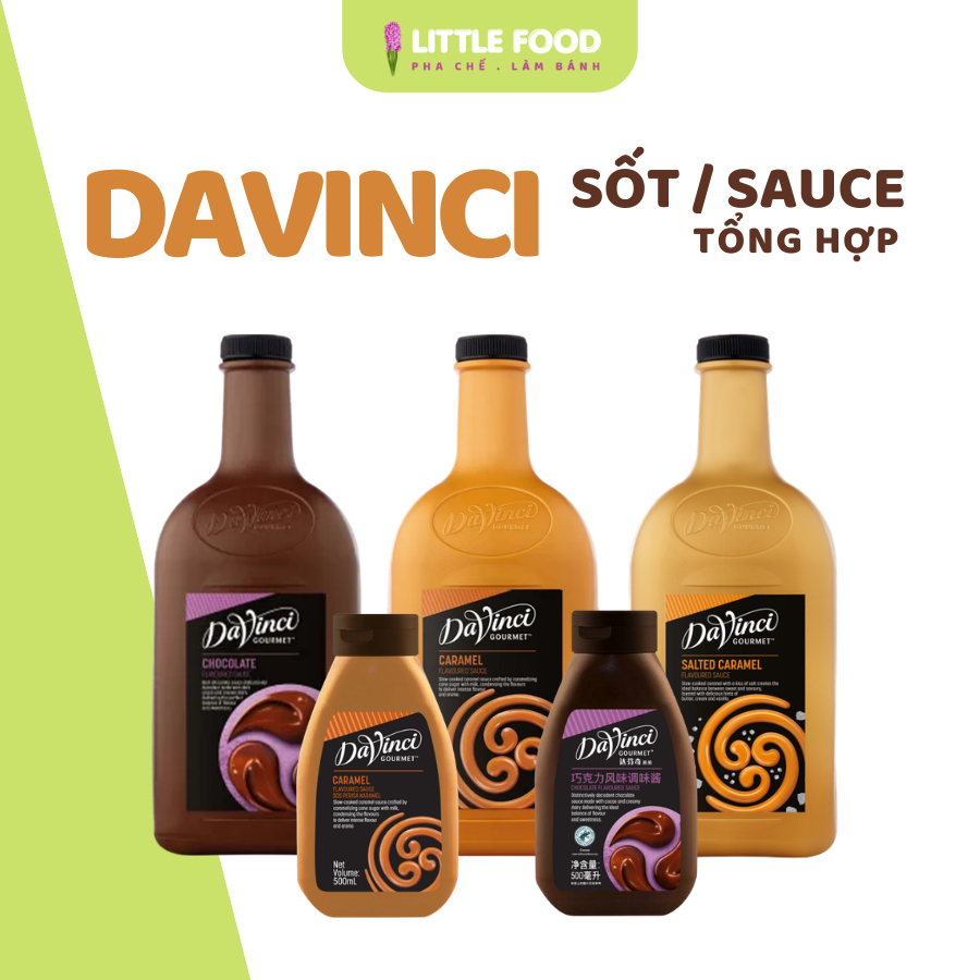 SỐT DAVINCI - Chocolate, Caramel, Caramel Muối 500ML/2L