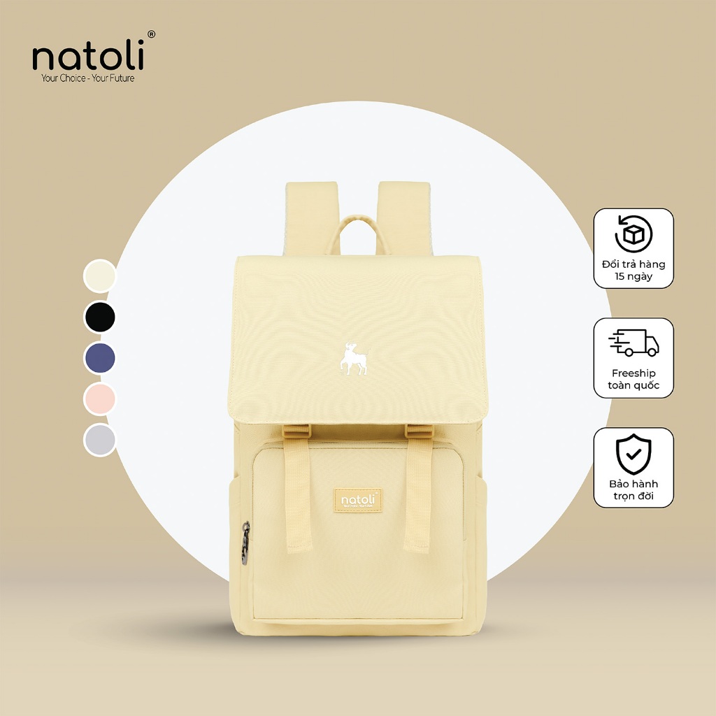 Balo laptop 17 inch chống sốc NATOLI nhiều ngăn, đựng laptop, đi học chống nước cao cấp - BST Modern Flap Backpack B23