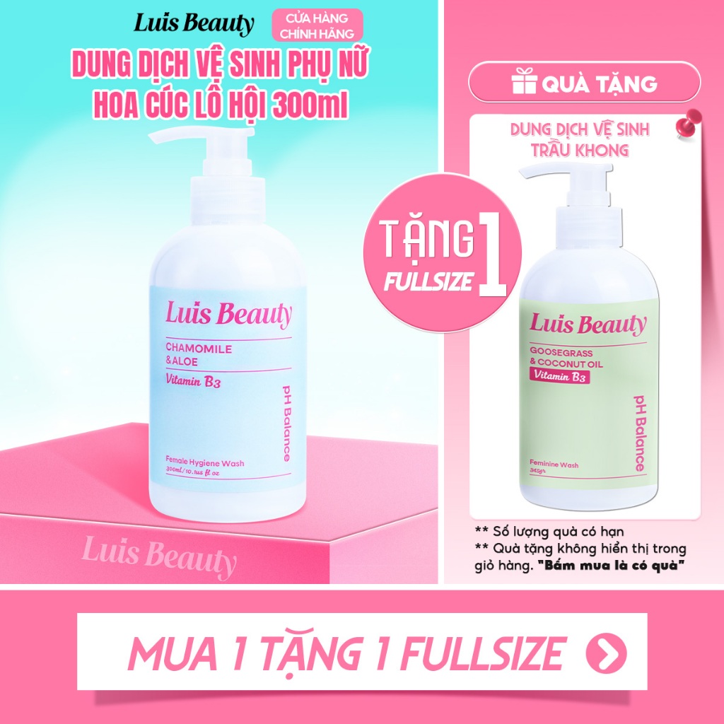 [MUA 1 TẶNG 1] Dung Dịch Vệ Sinh Luis Beauty 300ml Chiết Xuất Hoa Cúc, Lô Hội Giúp Làm Sạch, Khử Mùi