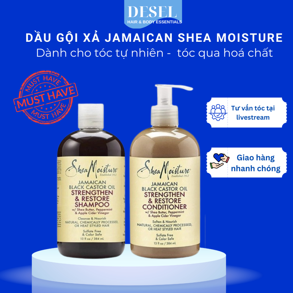 [DESEL] DẦU GỘI XẢ SHEA MOISTURE JAMAICAN BLACK CASTOR OIL Dành cho yếu đứt gãy
