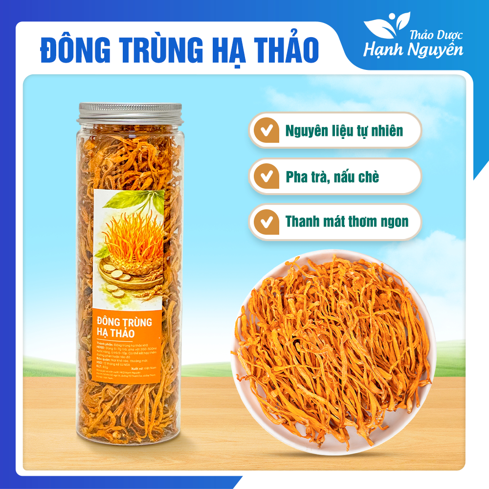 Đông trùng hạ thảo 100g, đông trùng khô, sợi to, vàng, thơm, trà đông trùng tốt cho sức khỏe