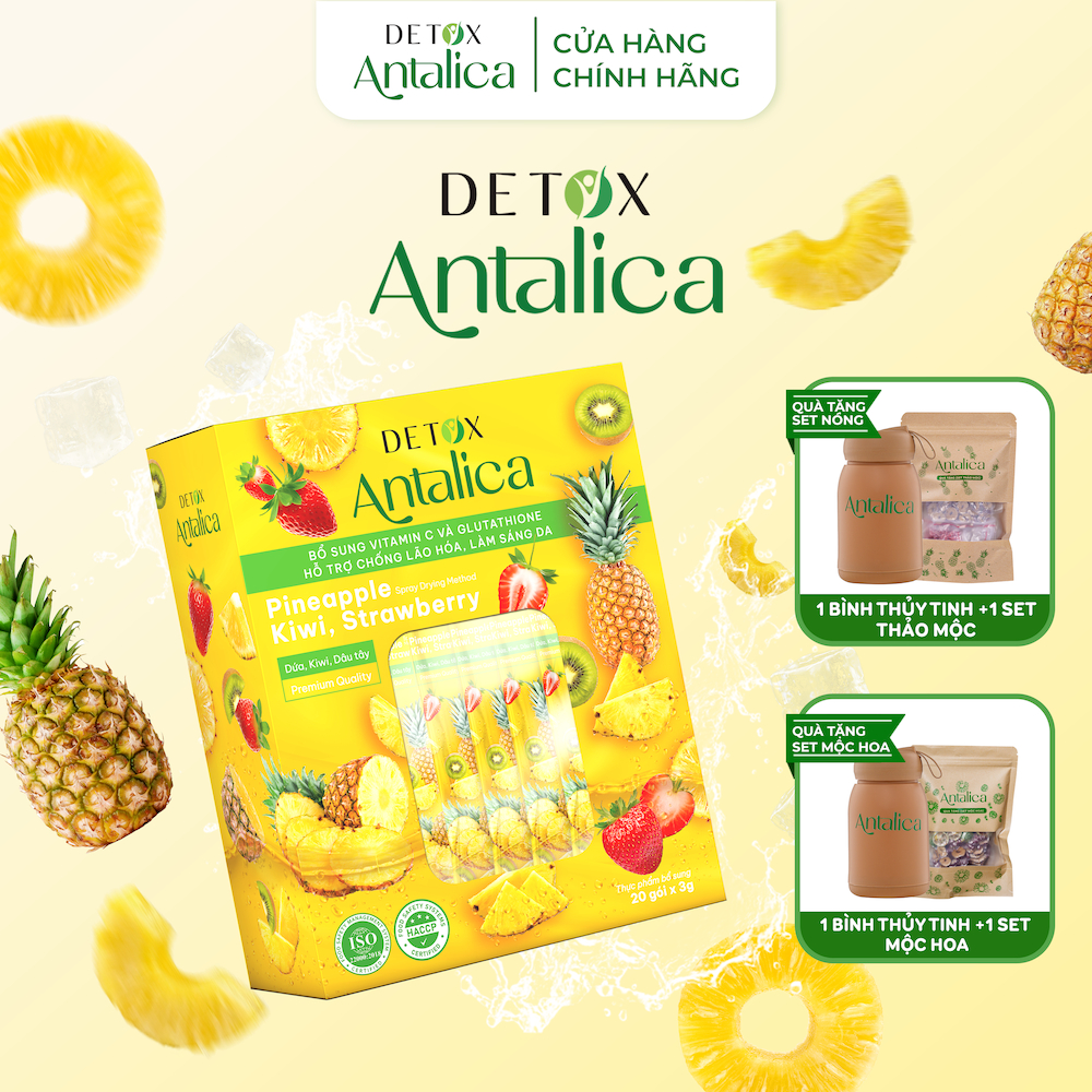 [HOT] Detox Dứa Thơm Antalica Bổ Sung Glutathione Và VitaminC, Thơm Ngon Hộp, 20 Gói