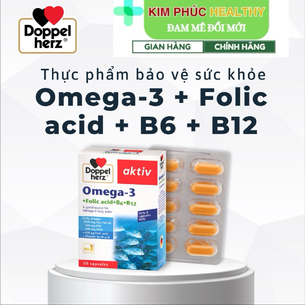 Omega 3 2000mg + Folic Acid + Vitamin B6 B12 – Hỗ Trợ Mạch Máu Khỏe Mạnh, Tăng Cường Sức Khỏe Người 