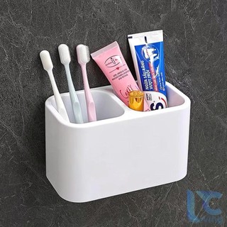 Kệ để bàn chải, kem đánh răng kệ 2 ngăn kèm miếng dán keo không cần khoan tường tiện lợi.....