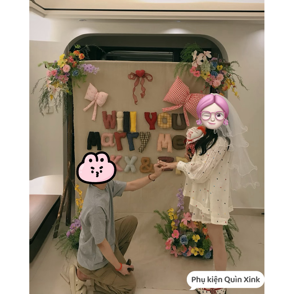 Set chữ “Will you marry me?” nhồi bông đáng yêu