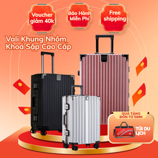 Vali Khung Nhôm Cao Cấp Size 20 24 28, Vali Du Lịch Bo 4 Góc Kim Loại Chống Va Đập Chống Trầy Xước