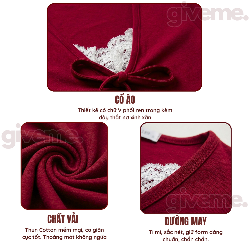 Áo Thun Kiểu Nữ Ngắn Tay Cổ V Phối Viền Ren Có Dây Thắt Nơ Xinh Xắn Chất Thun Cotton Mịn Co Giãn Mặc Mát Mẻ Mùa Hè | BigBuy360 - bigbuy360.vn