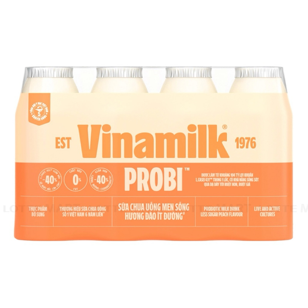 Lốc 4 Chai Sữa Chua probi Ít Đường 130ml