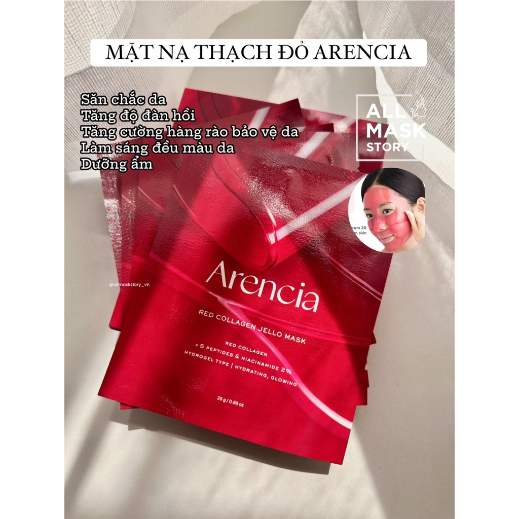 [GIÁ 1 MIẾNG] MẶT NẠ THẠCH ĐỎ ARENCIA RED COLLAGEN MASK