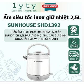ẤM SIÊU TỐC INOX GIỮ NHIỆT 2.5L SUNHOUSE SHD 1392. ĐẸP-SANG- BỀN - BẢO HÀNH CHÍNH HÃNG TOÀN QUỐC