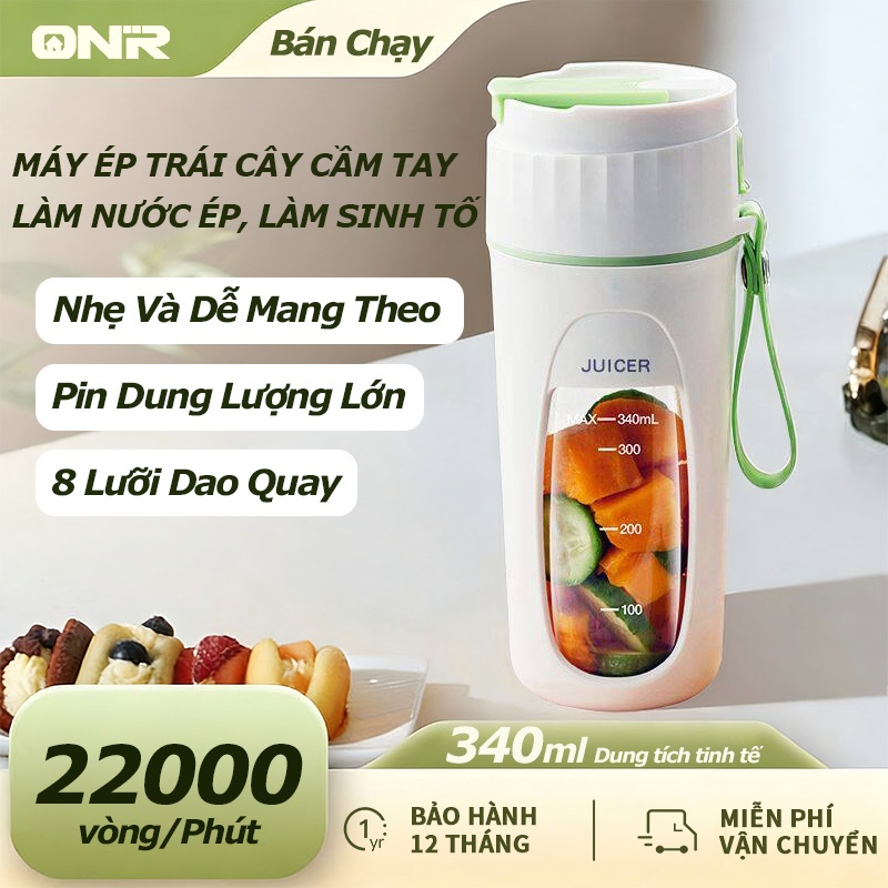 Máy Xay Mini Sinh Tố Cầm Tay 340ml 8 Lưỡi Dung Tích Tiện Lợi Dễ Dàng Di Chuyển Nghiền Đá