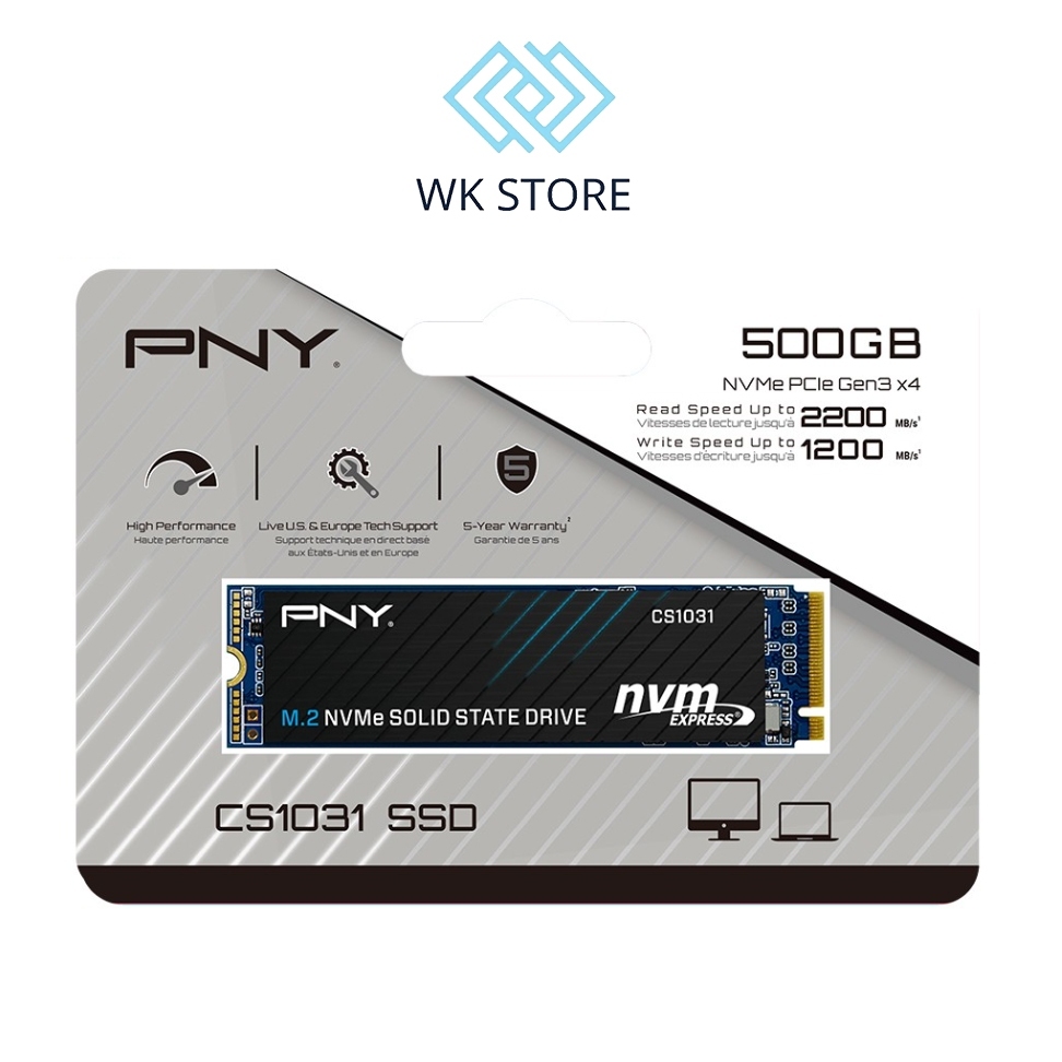 Ổ cứng máy tính SSD PNY CS1031 500GB | M.2 2280 PCIe NVMe Gen 3x4 | Mới, BH 60T