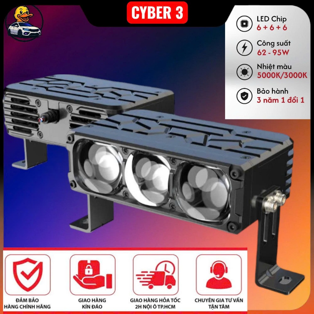 Đèn Trợ Sáng CYBER 3 Công Suất 62W–95W Phiên Bản 2026 (BH 3 Năm 1 Đổi 1)