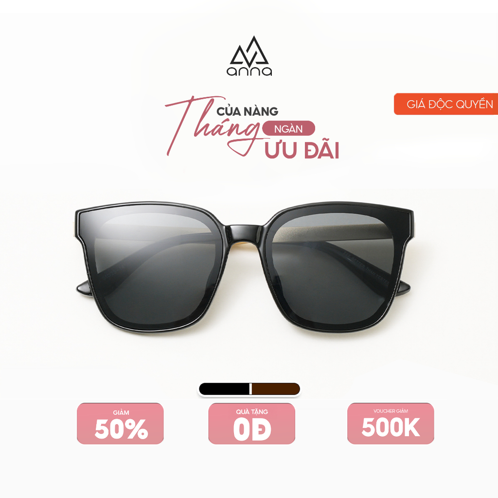 Gọng kính râm mát nam nữ thời trang ANNA dáng vuông gọng nhựa mắt râm chống tia UV 6035