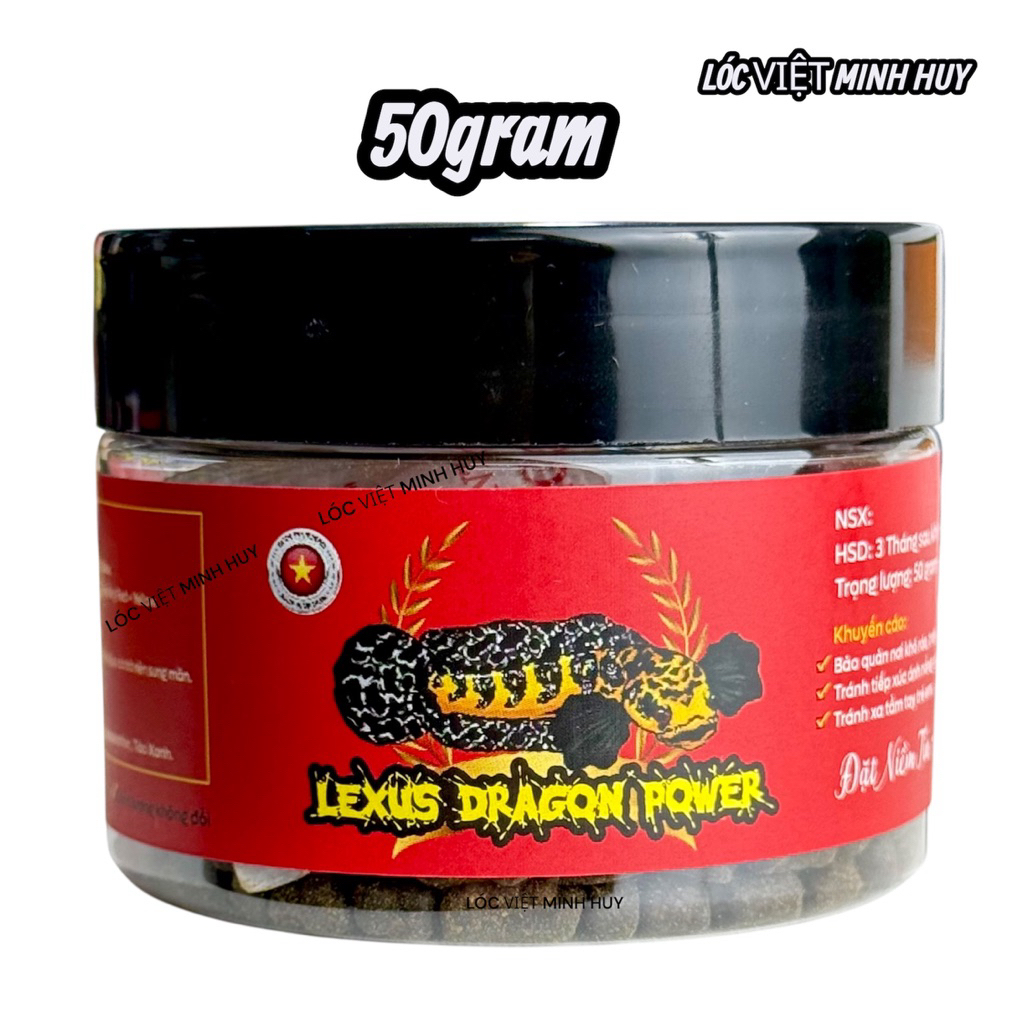 Cám Lexus Hạt 4mm  50gram ( Bản Mới ) Lexus Dragon Power-Thức ăn cao cấp cho cá lóc vảy Rồng-Hỗ Trợ 