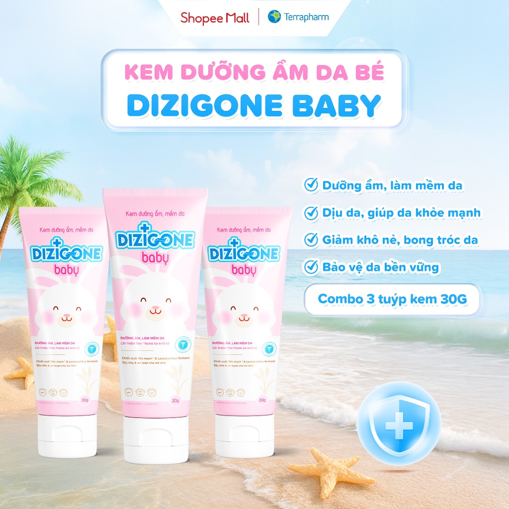 [COMBO] 3 Tuýp kem dưỡng ẩm, mềm da DIZIGONE Baby 30g