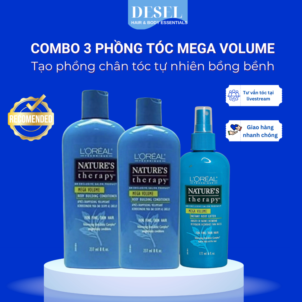 [DESEL] COMBO 3 MÓN PHỒNG TÓC CHO TÓC MỎNG MẢNH HAY ĐỔ DẦU MEGA VOLUME