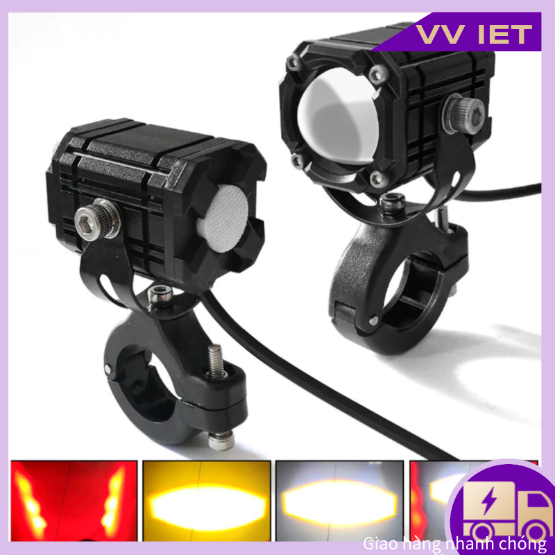 Đèn Trợ Sáng Mini W2 4 Chế Độ Sáng - Tích Hợp Auto Passing mắt quỷ 2 ánh sáng vàng - trắng