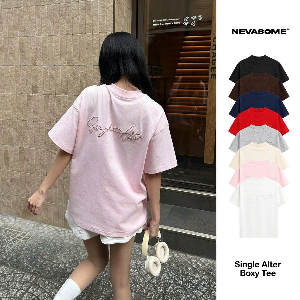 Áo Thun Boxy Single Alter Nevasome Cotton 250gsm Local Brand Tay Lỡ Form Boxy Rộng Nam Nữ Womenswear