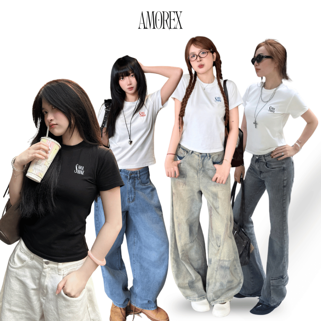 Áo Baby Tee Nữ AMOREX SOULSHINE Thun Lạnh Tôn Dáng Co Giãn Thoáng Mát