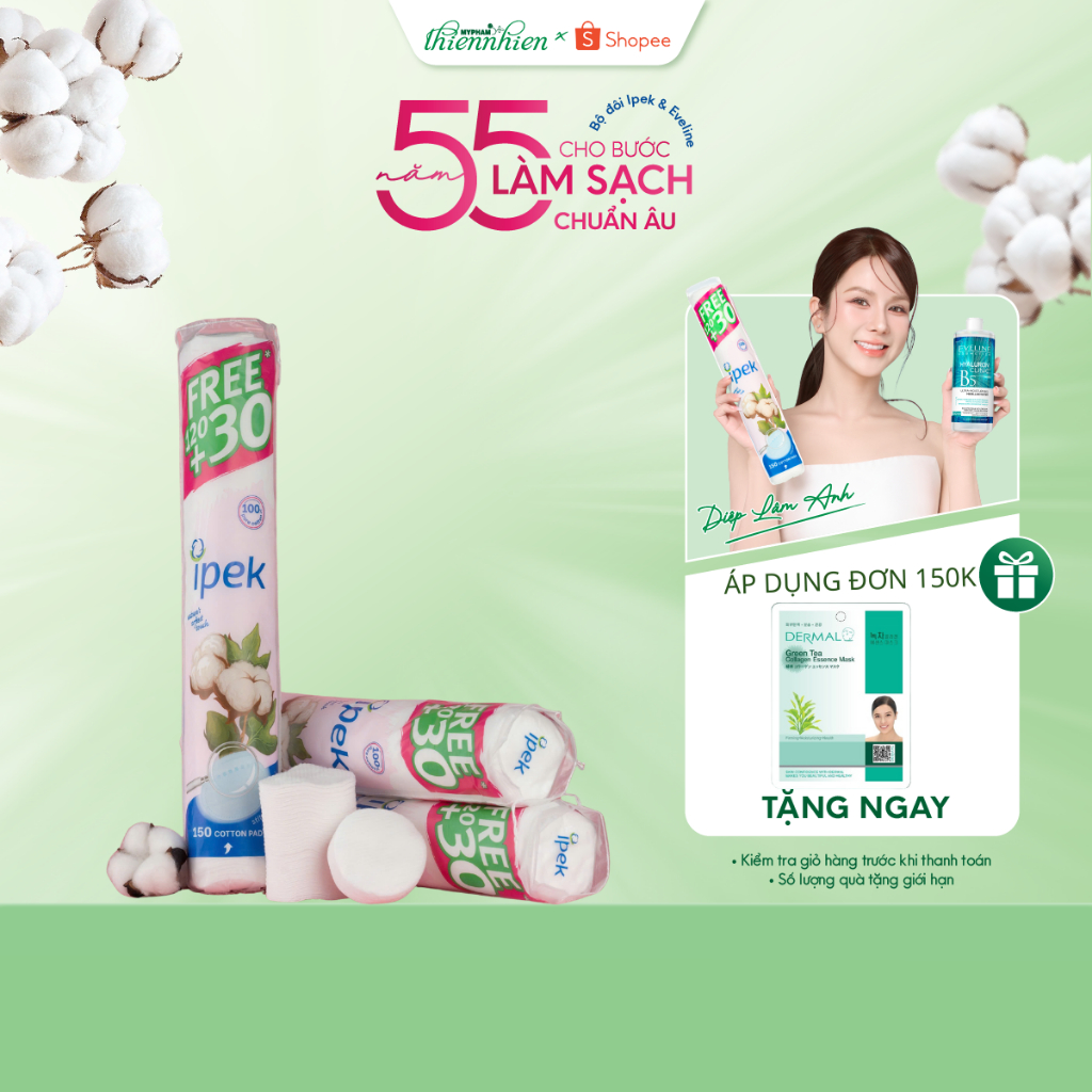 Bông Tẩy Trang Ipek Siêu Mềm Mịn 150 Miếng